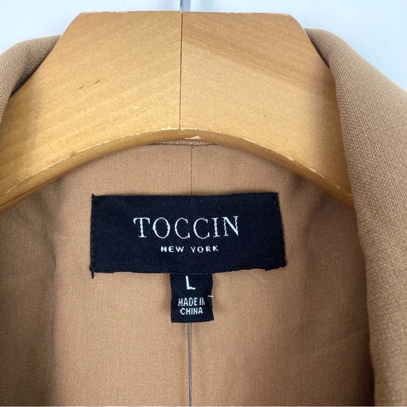 Toccin Colorblock Overcoat Camel/Flannel Large Camel Coat NWT - Picture 8 of 14